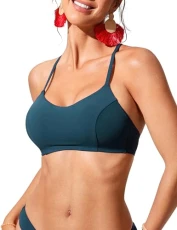 Women's Bikini Top Lace Up Swimsuits Crisscross Bathing Suit Swim Sports Bra Padded Insignia Blue 8