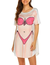 Women's Bikini Tshirt Funny Swimsuit Coverups Bikini Beach Swimwear Cover Up Sexy Bathing Suit Dress, Pink, L Women's Bikini Tshirt Funny Swimsuit Coverups Bikini Beach Swimwear Cover Up Sexy Bathing Suit Dress, Pink, L