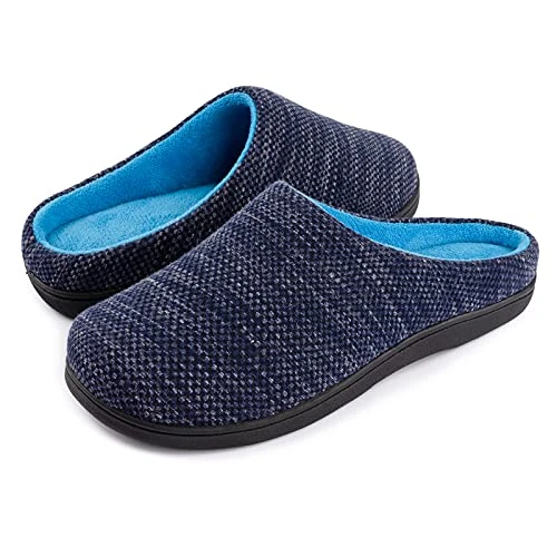 Women's Birdseye Knit Memory Foam Slipper, Size 5/6 UK Women, Denim and Sky Blue