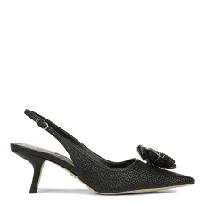 Womens Black Bianka Flora Court Shoes