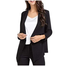 Women's Black Blazer Jacket Women Plus Size Thin Office Lady Long Sleeve Coat Suit Slim Cardigan Tops Women's Coat Winter Wool Casual, black, XXXXL