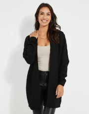 Women's Black Cable Knit Cardigan