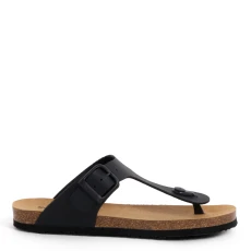 Womens Black Claude Flat Sandals