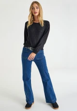 Womens Black Diamante Crew Neck Jumper Womens Black Diamante Crew Neck Jumper