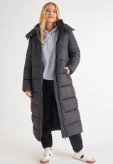 Womens Black Extra Longline Padded Coat Womens Black Extra Longline Padded Coat