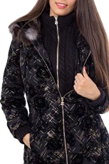Women's Black Gold Padded Eylau Metallic & Velvet Coat 46 Women's Black Gold Padded Eylau Metallic & Velvet Coat 46