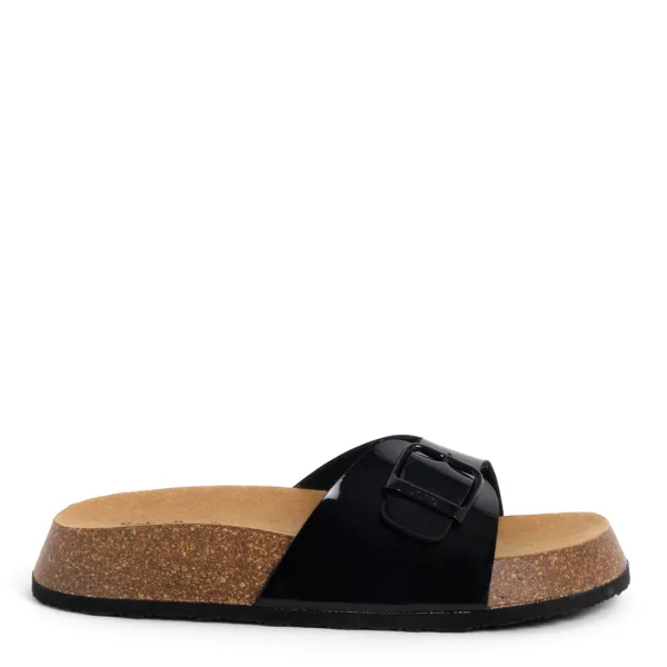 Womens Black Kathleen Flat Sandals