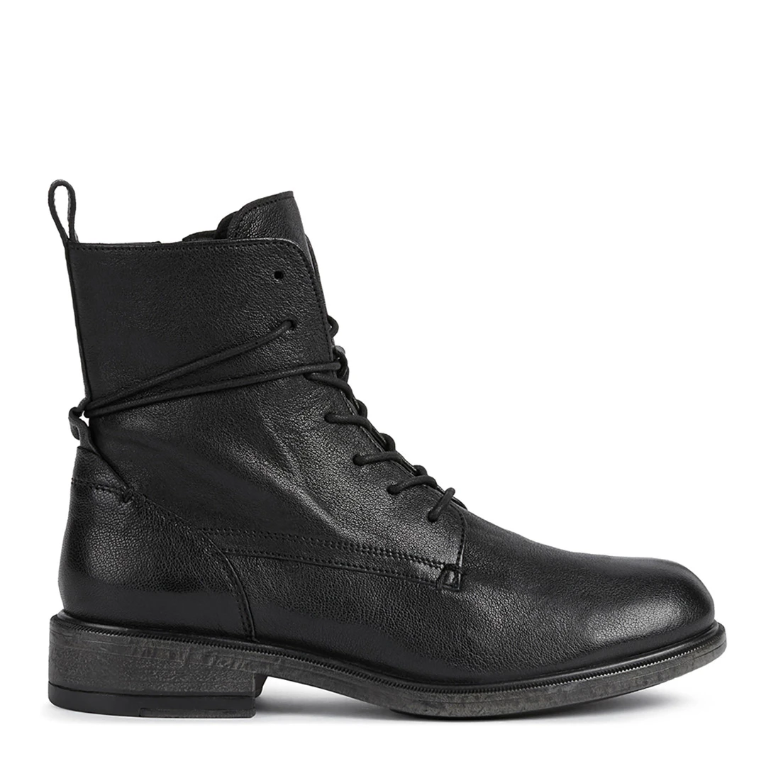 Womens Black Leather Catria Ankle Boot