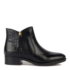 Womens Black Leather Croc Felicity D Ankle Boot