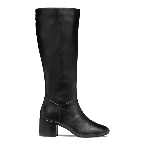 Womens Black Leather Eleana Long Boot - Black