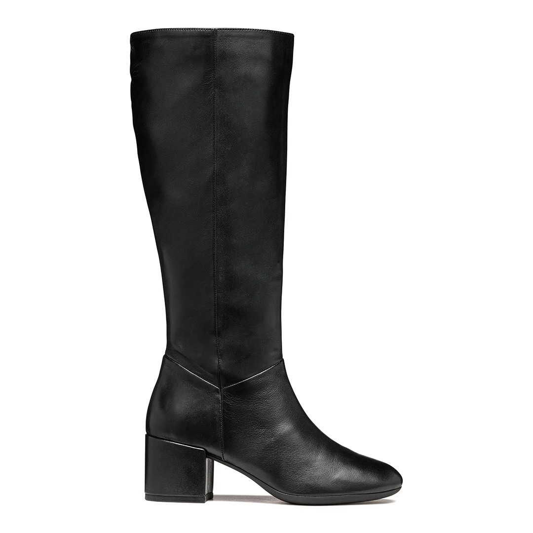 Womens Black Leather Eleana Long Boot