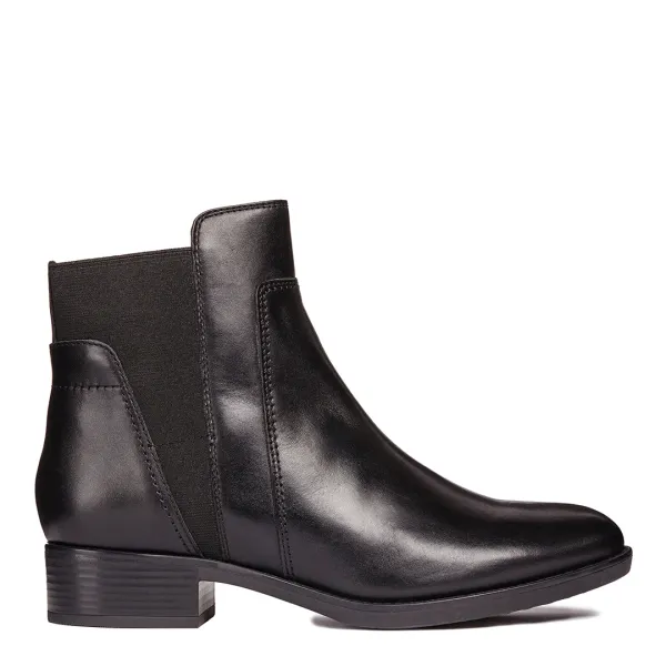 Womens Black Leather Felicity Ankle Boot - Black