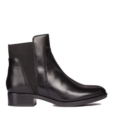 Womens Black Leather Felicity Ankle Boot