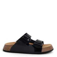 Womens Black Noelle Flat Sandals
