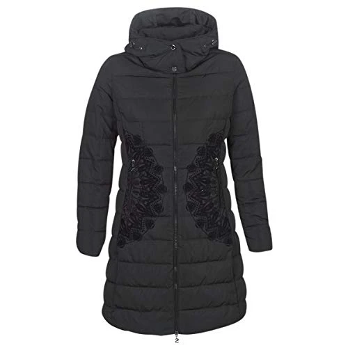 Women's Black Padded Mandala Quilted Coat 42