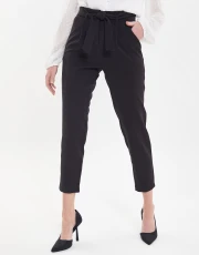 Women's Black Paperbag Waist Trousers