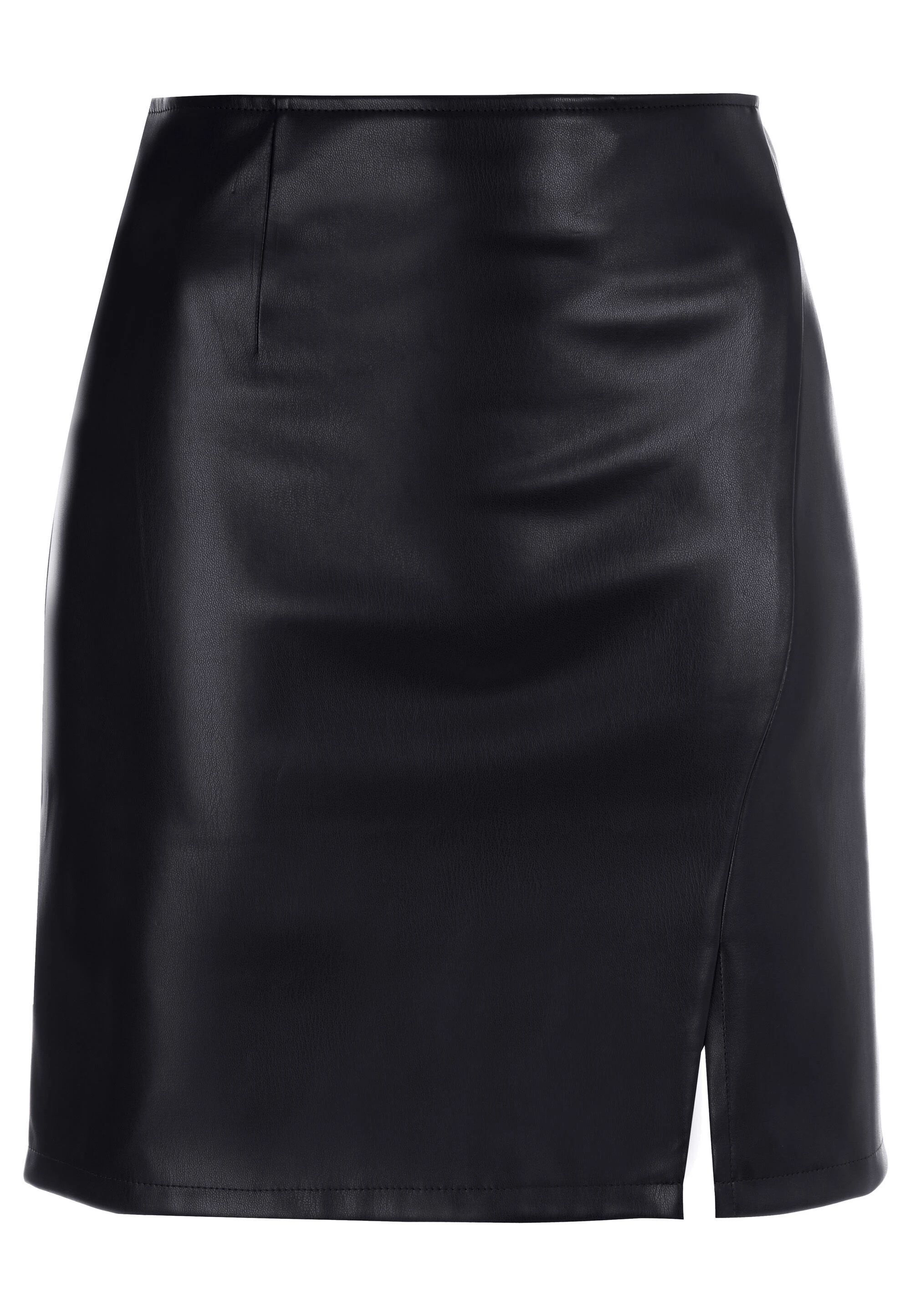 Womens Black Plain PU Mini Skirt