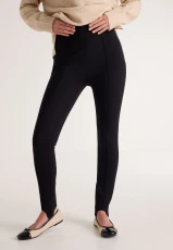 Womens Black Ponte Stirrup Leggings