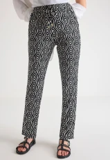 Womens Black Print Relaxed Fit Trousers