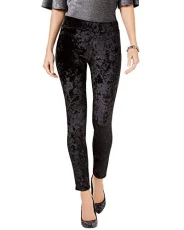 Womens Black Velvet Printed Leggings Size: M Womens Black Velvet Printed Leggings Size: M