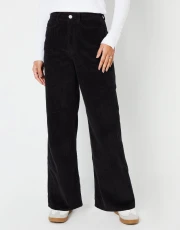 Women's Black Wide Leg Corduroy Jeans