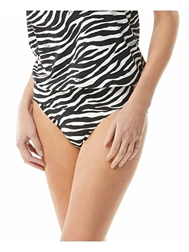 Women's Black Zebra Print Lined Hipster Swimsuit Bottom M