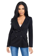 Womens Blazer Jacket Tailored Military Style Black