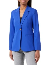 Women's Blazer Single Breasted Notch Lapel Regular Fit Jetted Pockets, Blue, XS