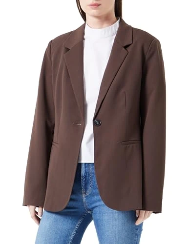 Women's Blazer with Single Breasted Notch Lapel Regular Fit Jetted Pockets, brown, 6