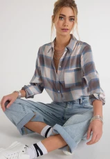 Womens Blue Classic Check Shirt Womens Blue Classic Check Shirt