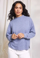 Womens Blue Cosy Relaxed Plain Top