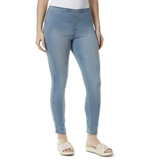 Womens Blue Denim Pocketed Tummy Control Skinny Pull On High Waist Leggings 6 Womens Blue Denim Pocketed Tummy Control Skinny Pull On High Waist Leggings 6