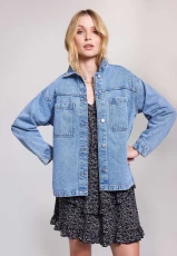 Womens Blue Plain Denim Shirt Jacket Womens Blue Plain Denim Shirt Jacket