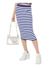 Womens Blue Striped Midi Pencil Skirt UK Size: 20