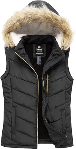 Women's Body Warmer Gilets with Removable hood Spring Outdoor Gilets Windproof Sleeveless Vest Water