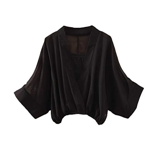 Womens Bolero Cardigan Shrugs Short Crop Top with Camisole Black One Size