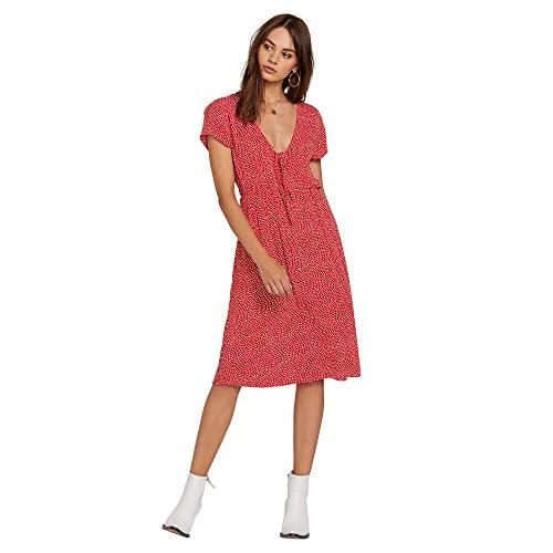 Women's Boo Tie Front Midi Dress, Dot, 24