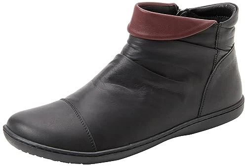 Women's Boots Ankle, Black Burgundy, 6 UK