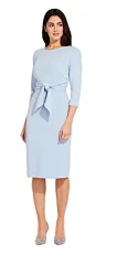 Women's Bow Sheath Dress with Three Quarter Sleeves, Blue Mist, 10