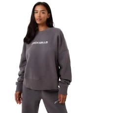 Womens Boxy Crew Graphic Sweater - Dark Grey - XS Womens Boxy Crew Graphic Sweater - Dark Grey - XS