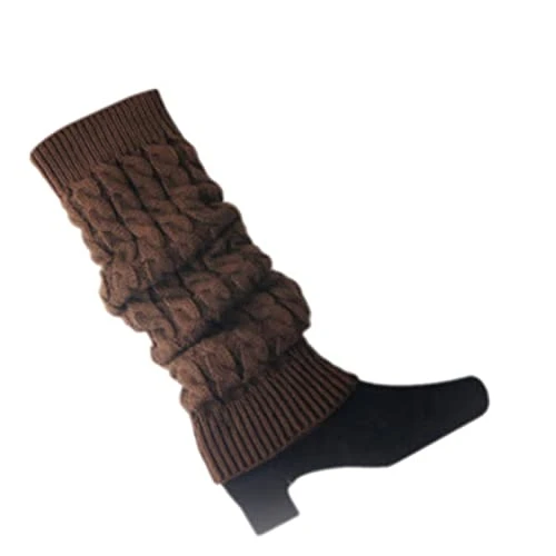 Women's Braided Knitted Leg Warmers- Coffee