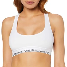 - Women's Bralette - Modern Cotton - 53% Cotton 35% Modal 12% Elastane - White - Cotton Modal Blend - Racerback Styling - Unlined, No Padding - Logo Print - Size - Women's Bralette - Modern Cotton - 53% Cotton 35% Modal 12% Elastane - White - Cotton Modal Blend - Racerback Styling - Unlined, No Padding - Logo Print - Size