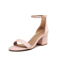 Womens Bridal Sandals Glitter Ladies Mid Low Block Heels Ankle Strap Strappy Wedding Party Evening Prom Open Toe Shoes Low-Chunk,Size 6.5,Pink/Suede,Low-Chunk