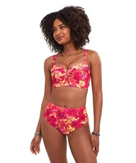Women's Bright Floral Mix and Match Figure Flattering High Waisted Bikini Bottom Brief, 18, Pink Women's Bright Floral Mix and Match Figure Flattering High Waisted Bikini Bottom Brief, 18, Pink