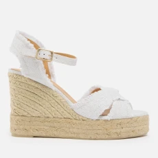 Womens Bromelia Canvas Espadrille Wedge Sandals - Silver