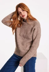 Womens Brown Boucle Knitted Jumper Womens Brown Boucle Knitted Jumper