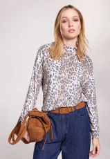 Womens Brown Leopard Print Cosy Relaxed Top