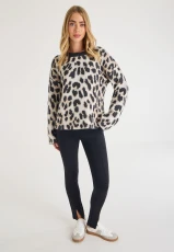 Womens Brown Leopard Print Jumper Womens Brown Leopard Print Jumper