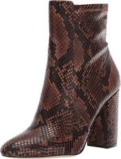 Womens Brown Snake-Embossed Comfort Cushioned Aurella Almond Toe Block Heel Zip-Up Booties UK Size 3 Womens Brown Snake-Embossed Comfort Cushioned Aurella Almond Toe Block Heel Zip-Up Booties UK Size 3