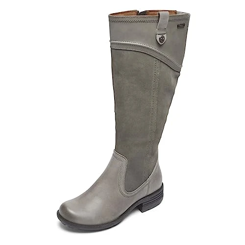 Women's Brunswick Tall Boot Fashion, Grey Leather/Suede Waterproof, 4.5 UK